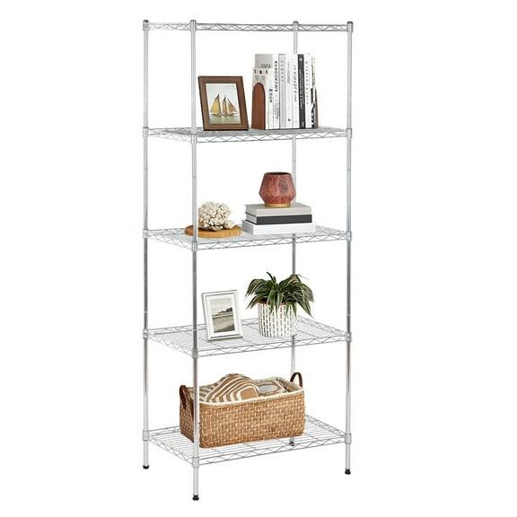 LiteHaven  Shelf Wire Shelving Adjustable Storage Shelves Rack Standing Units for Kitchen Closet Laundry Bathroom Organizers Metal Pantry Narrow Mesh Gaps 14" D x 24" W x 60" H  Chrome