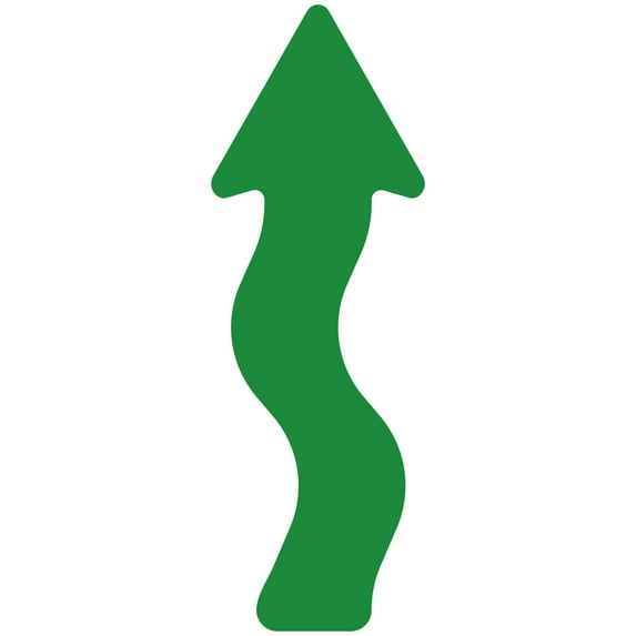 LiteMark 11 Inch Green Adhesive Curly Arrow Decal Stickers for Floors, Walls, and Steps - Pack of 10