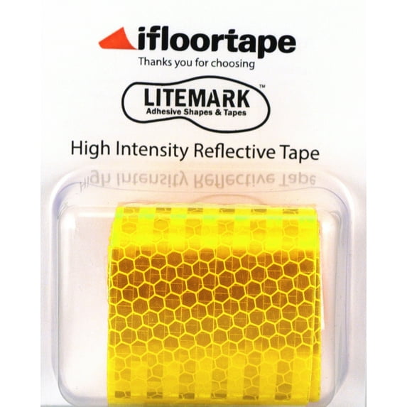 LiteMark 2 Inch Neon Yellow High Intensity Light Focusing Long Distance Reflective Tape 36 Inch Roll
