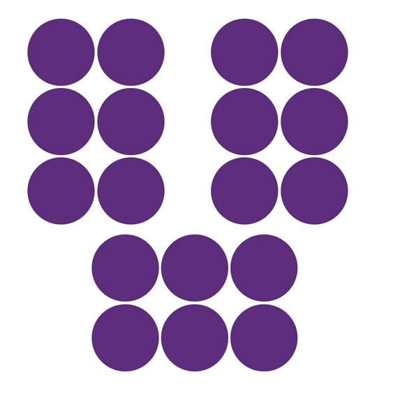 LiteMark 3.5 Inch Purple Vinyl Removable Dot Classroom Floors & Walls Decals - Pack of 18