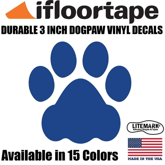 LiteMark Durable 3 Inch Dogpaw Vinyl Floor Marking Decal Stickers (24 Pack)