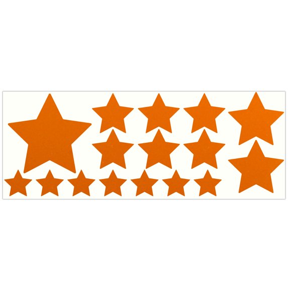 LiteMark Reflective Stickers Decals for Helmets, Bicycles, Strollers, Wheelchairs - Assorted Stars - Orange