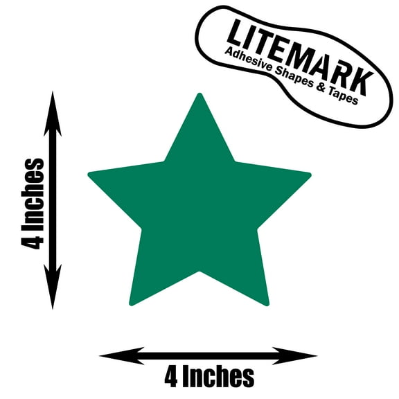 LiteMark Removable Green 4 Inch Star Decals - Pack of 12