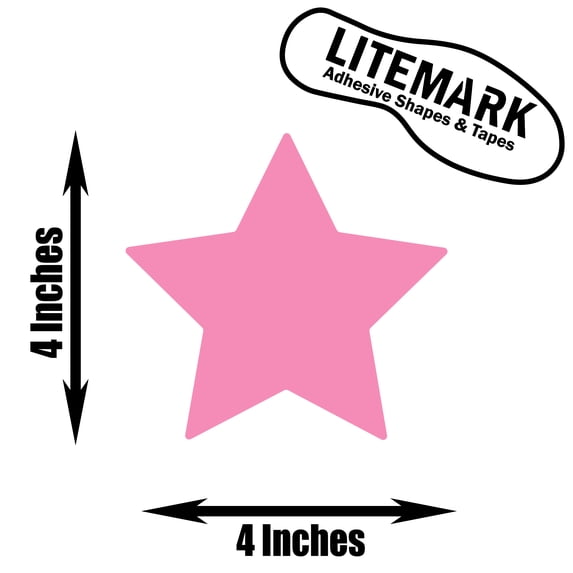 LiteMark Removable Pink 4 Inch Star Decals - Pack of 12