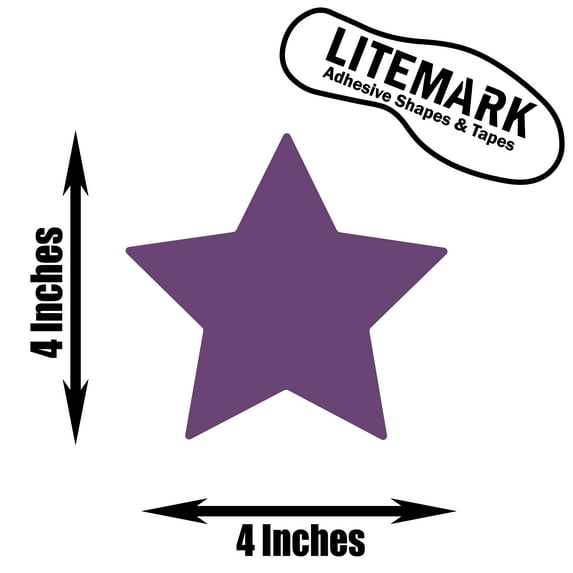 LiteMark Removable Purple 4 Inch Star Decals - Pack of 12