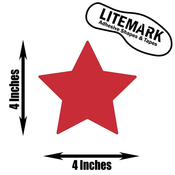LiteMark Removable Red 4 Inch Star Decals - Pack of 12