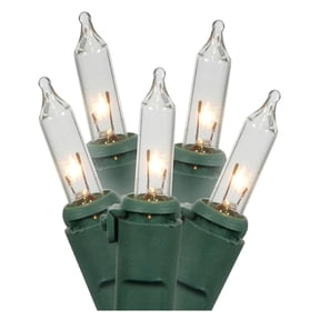 LiteSource 14040 - 140 Light Green Wire Clear Chasing Miniature Christmas Light String Set with 4" Spacing