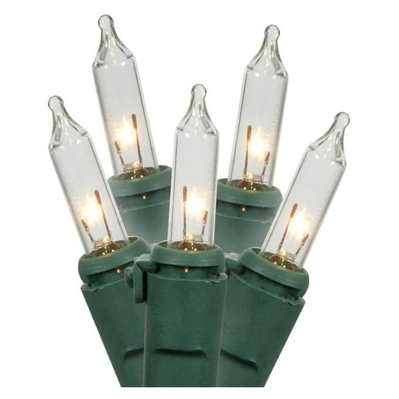 LiteSource 20 Light Miniature Christmas Green String Set with 3 Spacing. Clear Light