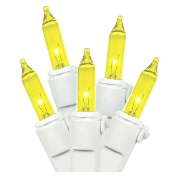 LiteSource 25107 - 100 Light White Wire Yellow Miniature Christmas Light String Set