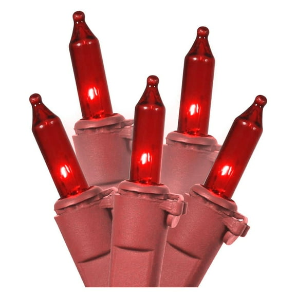 LiteSource 25108 - 100 Light Red Wire Red Miniature Christmas Light String Set with 2.5" Spacing