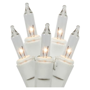 LiteSource 32310 - 20 Light 8' White Wire Clear Miniature Christmas Light String Set with 3" Spacing
