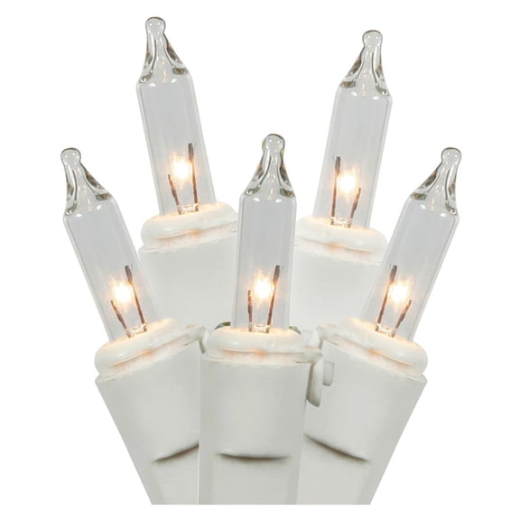 LiteSource 32310 - 20 Light 8' White Wire Clear Miniature Christmas Light String Set with 3" Spacing