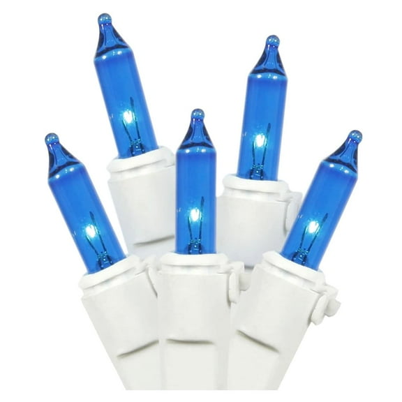 LiteSource 33531 - 35 Light 11.5' White Wire Blue Miniature Christmas Light String Set with 3" Spacing