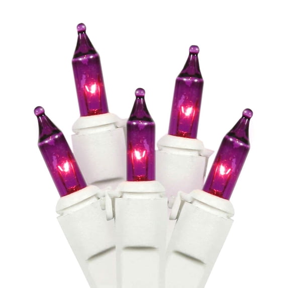 LiteSource 33537 - 35 Light 11.5' White Wire Purple Miniature Christmas Light String Set with 3" Spacing