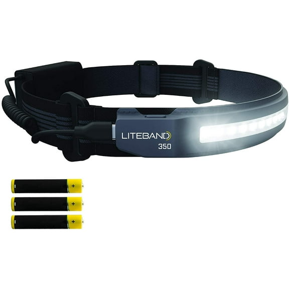 Liteband ACTIV 350 Lumen LED Headlamp, AAA Battery Powered, Hard Hat Light, Carbon