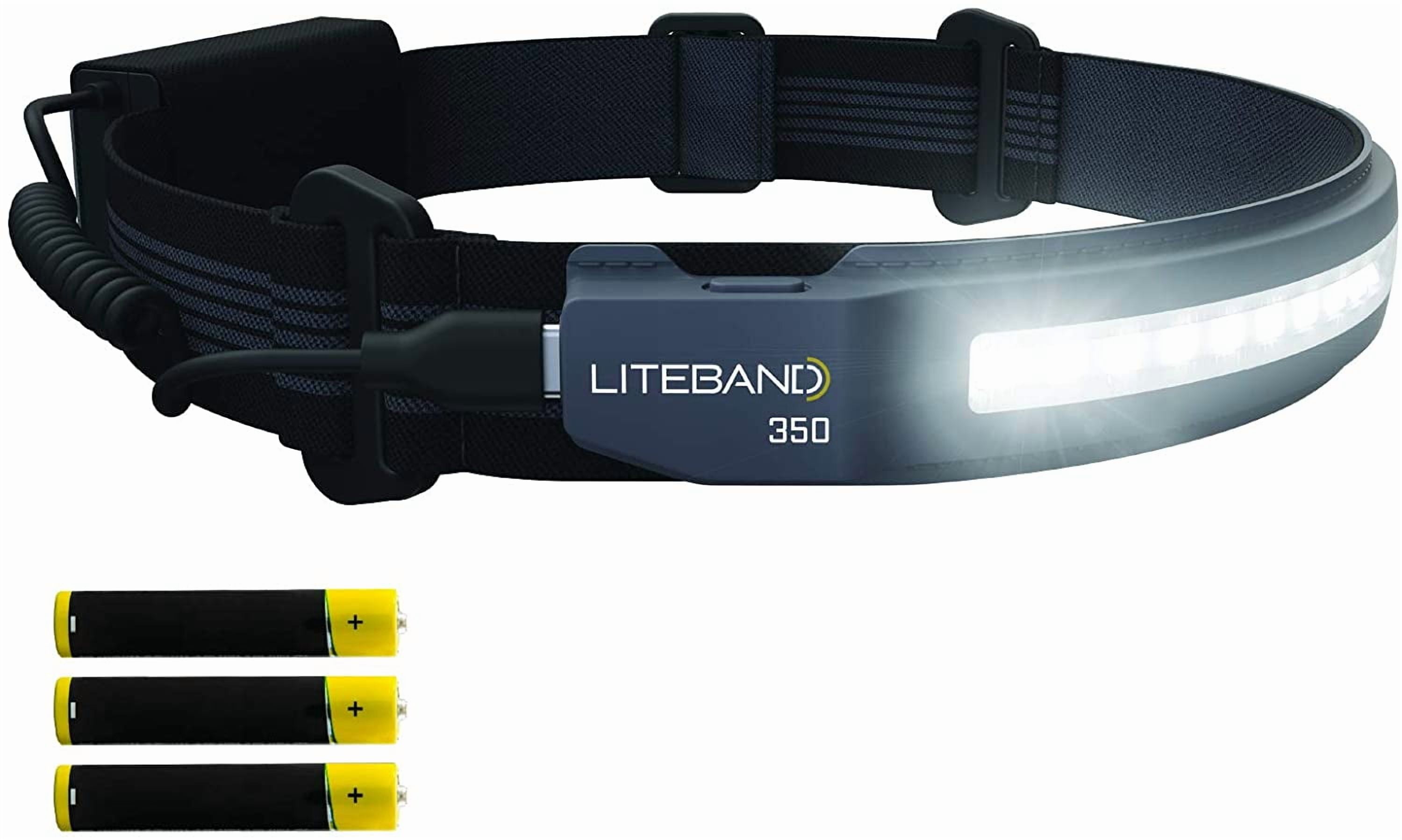Liteband ACTIV 350 Lumen LED Headlamp, AAA Battery Powered, Hard Hat Light, Carbon