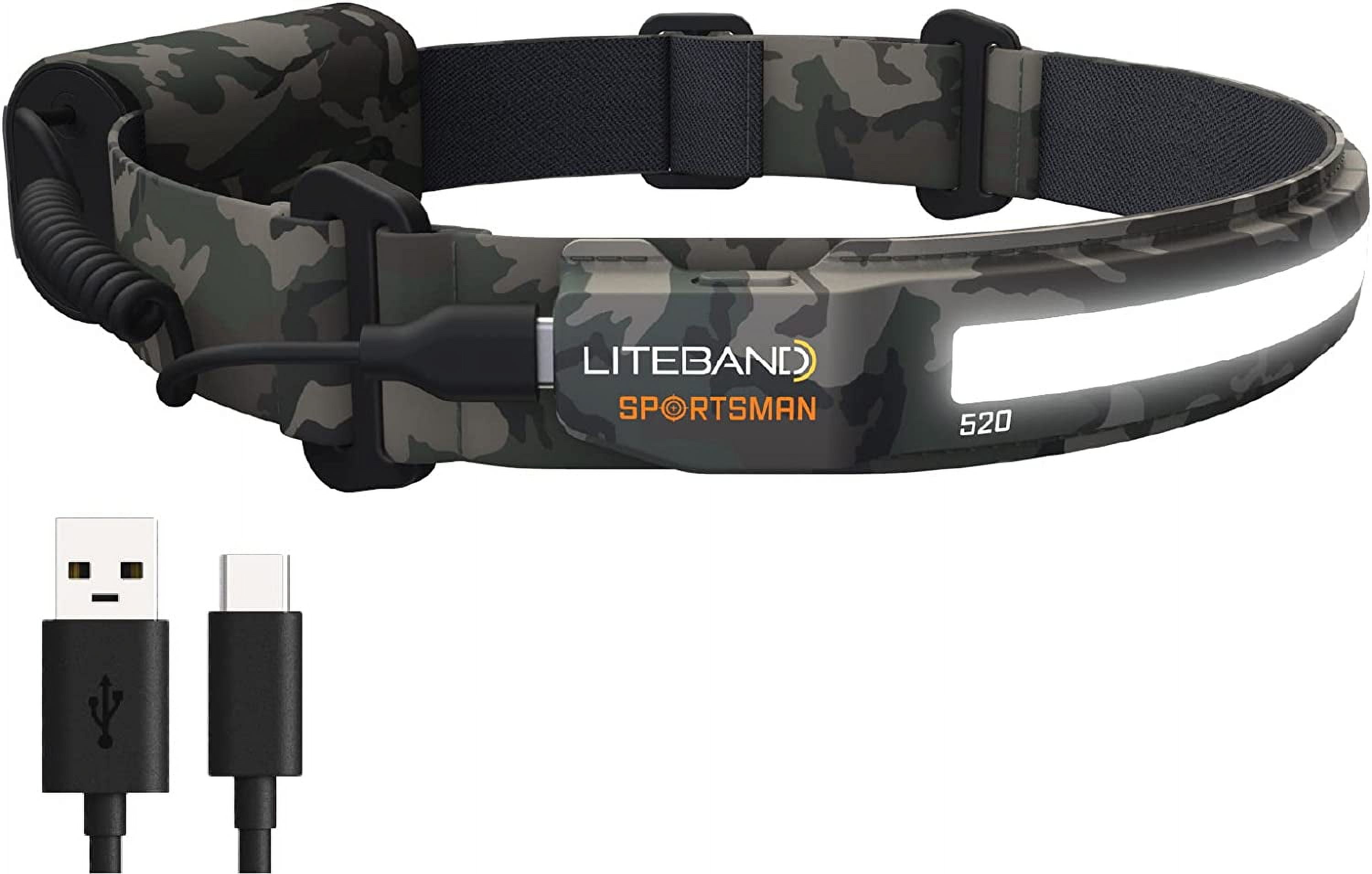 Liteband ACTIV 520 Lumen LED Headlamp, Rechargeable Battery Powered, Hard Hat Light, Camo
