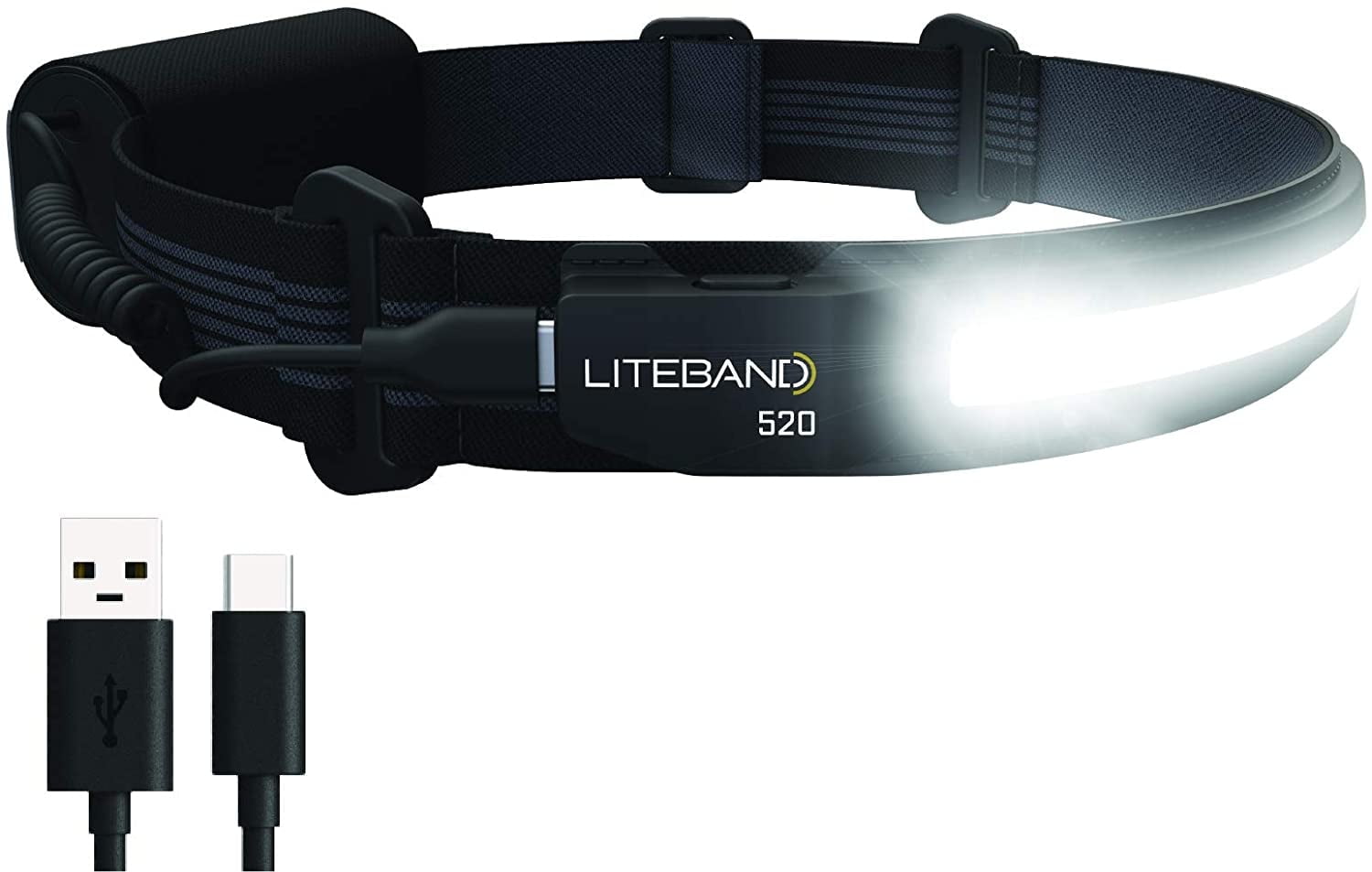 Liteband ACTIV 520 Lumen LED Headlamp, Rechargeable Battery Powered, Hard Hat Light, Night