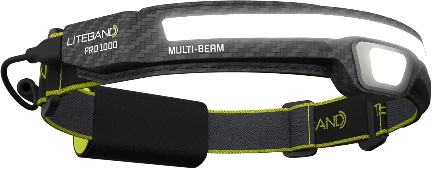 Liteband PRO 1000 Lumen LED Headlamp, Rechargeable Battery Powered, Hard Hat Light, Carbon