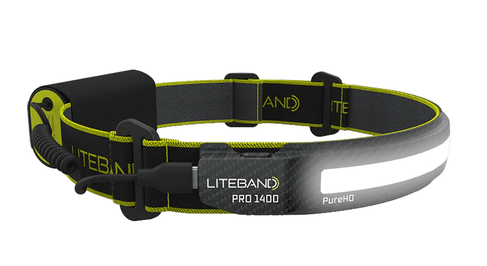 Liteband PRO 1400 Lumen LED Headlamp, Rechargeable Battery Powered, Hard Hat Light, Carbon