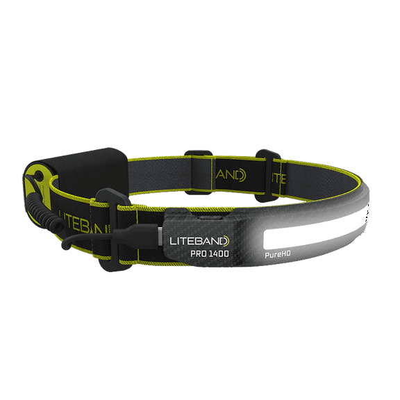 Liteband PRO 1400 Lumen LED Headlamp, Rechargeable Battery Powered, Hard Hat Light, Carbon