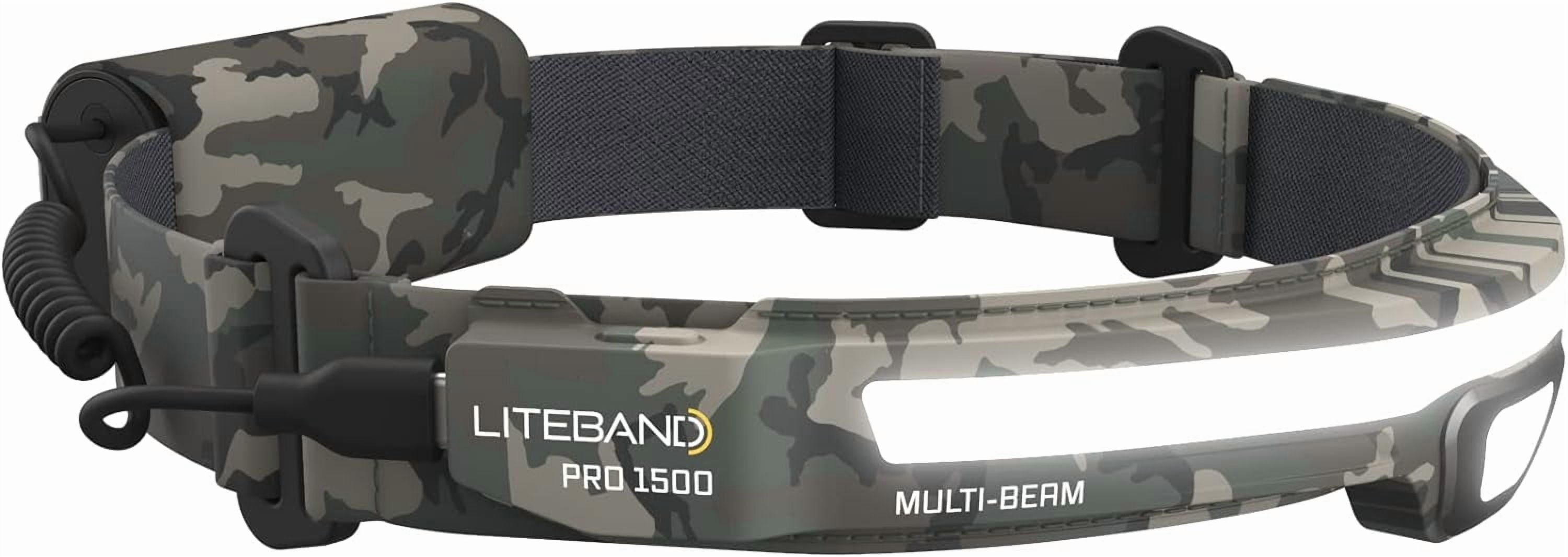 Liteband PRO 1500 Lumen LED Headlamp, Rechargeable Battery Powered, Hard Hat Light, Camo