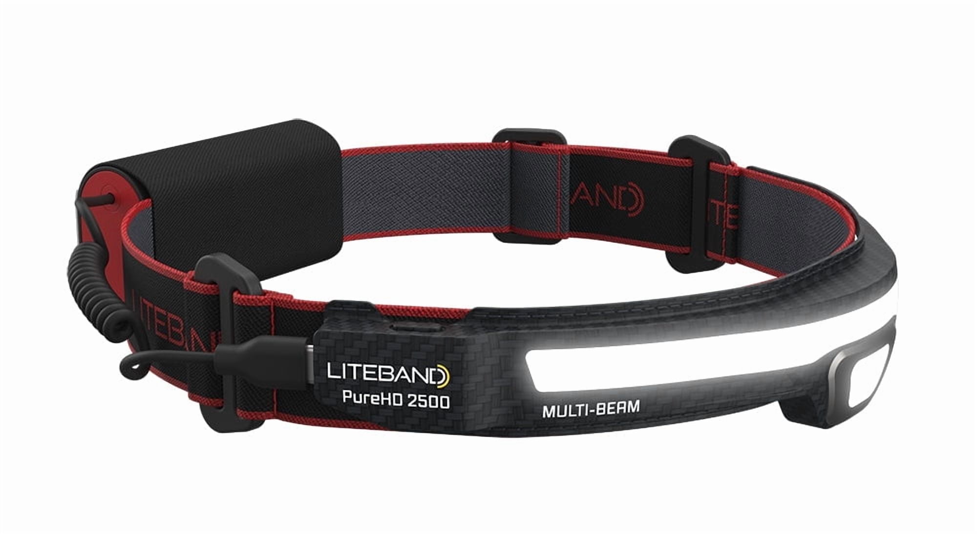 Liteband PRO PureHD 2500 Lumen LED Headlamp, Rechargeable Battery Powered, Hard Hat Light, Carbon