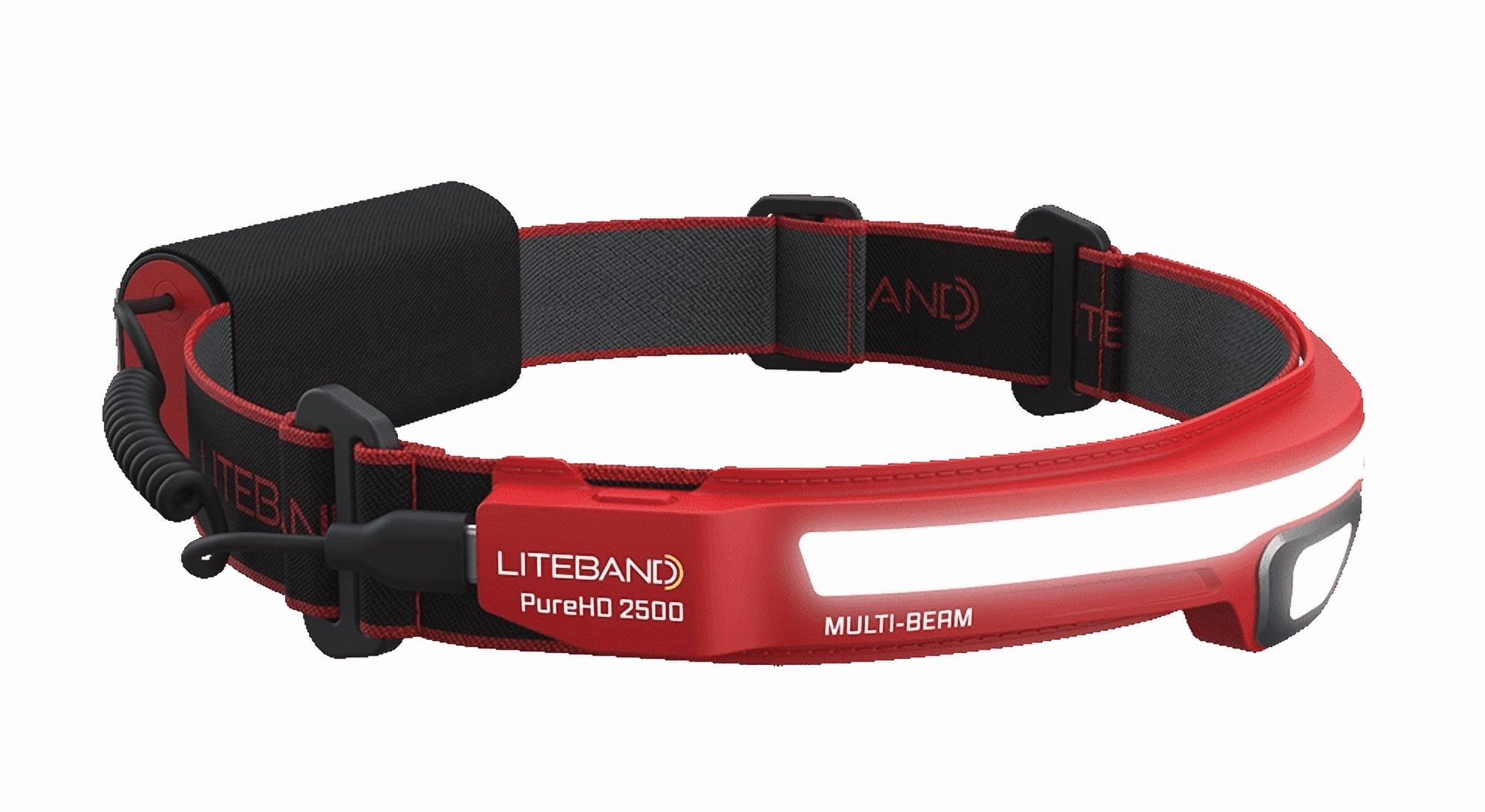 Liteband PRO PureHD 2500 Lumen LED Headlamp, Rechargeable Battery Powered, Hard Hat Light, Red