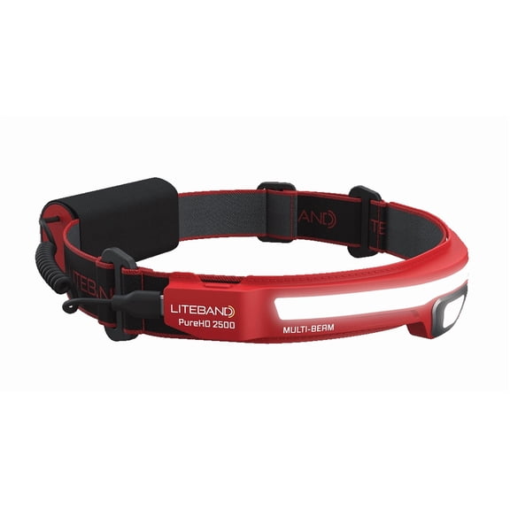 Liteband PRO PureHD 2500 Lumen LED Headlamp, Rechargeable Battery Powered, Hard Hat Light, Red