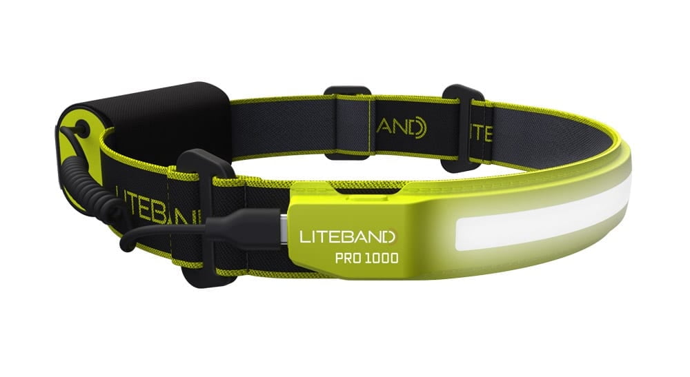 Liteband PRO 1000 Lumen LED Headlamp, Rechargeable Battery Powered, Hard Hat Light, Yellow
