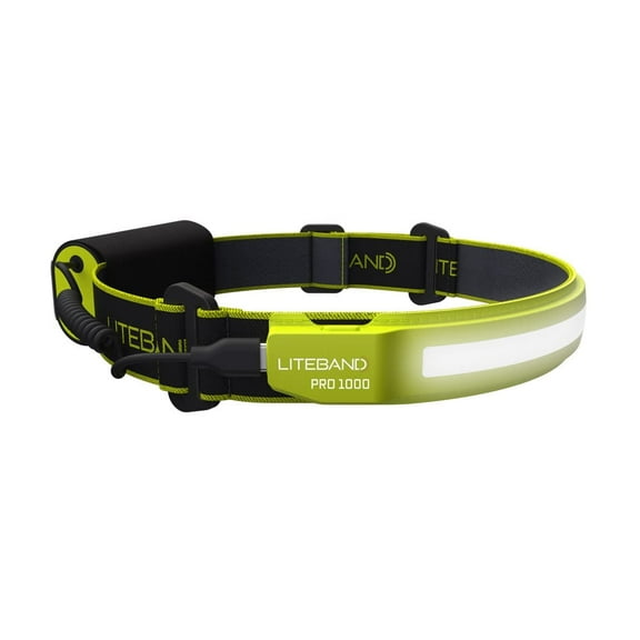 Liteband PRO 1000 Lumen LED Headlamp, Rechargeable Battery Powered, Hard Hat Light, Yellow