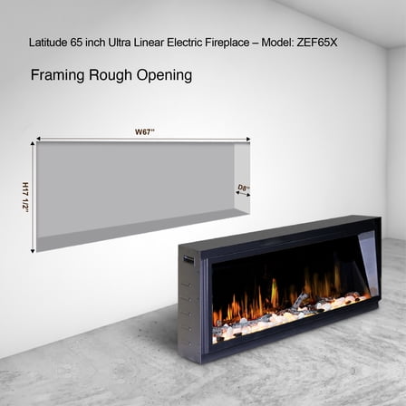Litedeer Homes Electric Fireplace Insert ZEF75V Litedeer Latitude Smart linear Electric Fireplace Wifi enabled 65 inch