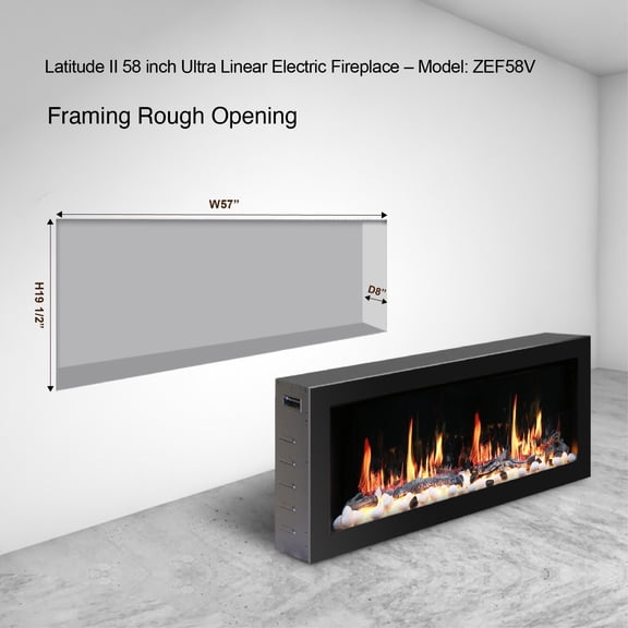 Litedeer Homes Electric Fireplace Insert ZEF78V Litedeer Latitude II Smart Wall Mounted Electric Fireplace With App 58 inch