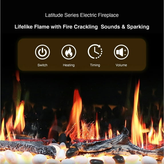 Litedeer Homes Electric Fireplace Insert ZEF78VS Litedeer Gloria II Wall Mounted Electric Fireplace with APP 78 inch