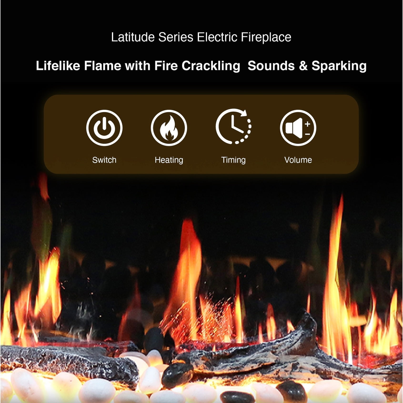 Litedeer Gloria II 78" Silver Wall Mounted Electric Fireplace