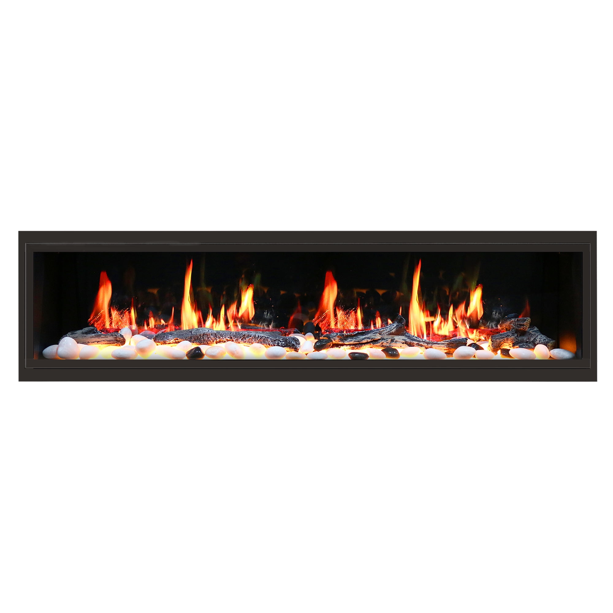 Latitude 75" Smart Electric Fireplace with Crackling Sounds, Black