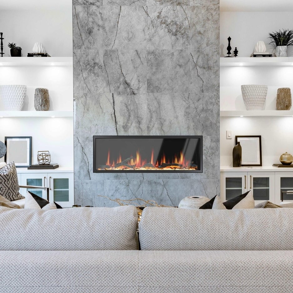 Latitude 75" Smart Electric Fireplace with Crackling Sounds, Black