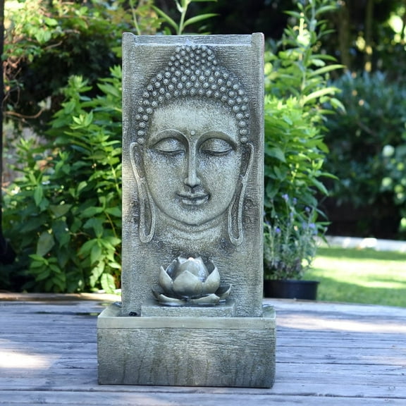 Litedeer Homes Litedeer Indoor Outdoor XL Large Buddha Water Fountain with LED Light