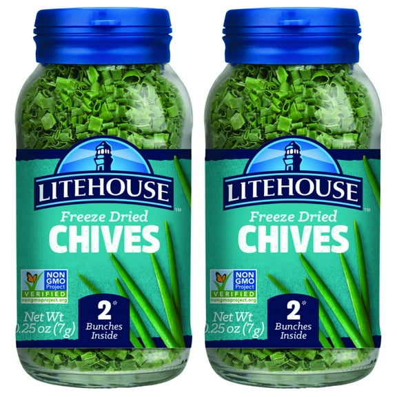 Litehouse Freeze Dried Chives TSF6- Chives Dried, Substitute for Fresh Chives, Organic, Equal to 2 Fresh Bunches, Chives Seasoning, Non-GMO, Gluten-Free - 0.25 Ounce, 2-Pack