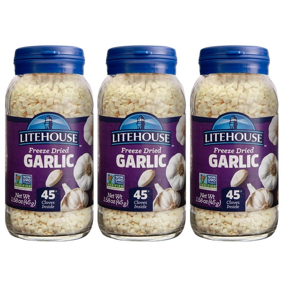 Litehouse Freeze Dried Garlic - Garlic, Substitute for Fresh Garlic & Minced Garlic, Jar Equal to 45 Garlic Cloves, Garlic Flakes, Garlic Freeze Dried, Non-GMO, Gluten-Free - 1.58 Ounce, 3-Pack