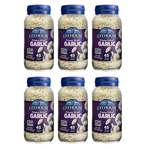 Litehouse Freeze Dried Garlic - Garlic, Substitute for Fresh Garlic & Minced Garlic, Organic, Jar Equal to 45 Garlic Cloves, Garlic Flakes, Garlic Freeze Dried, Non-GMO, Gluten-Free - 1.58 Ounce, 6-Pa