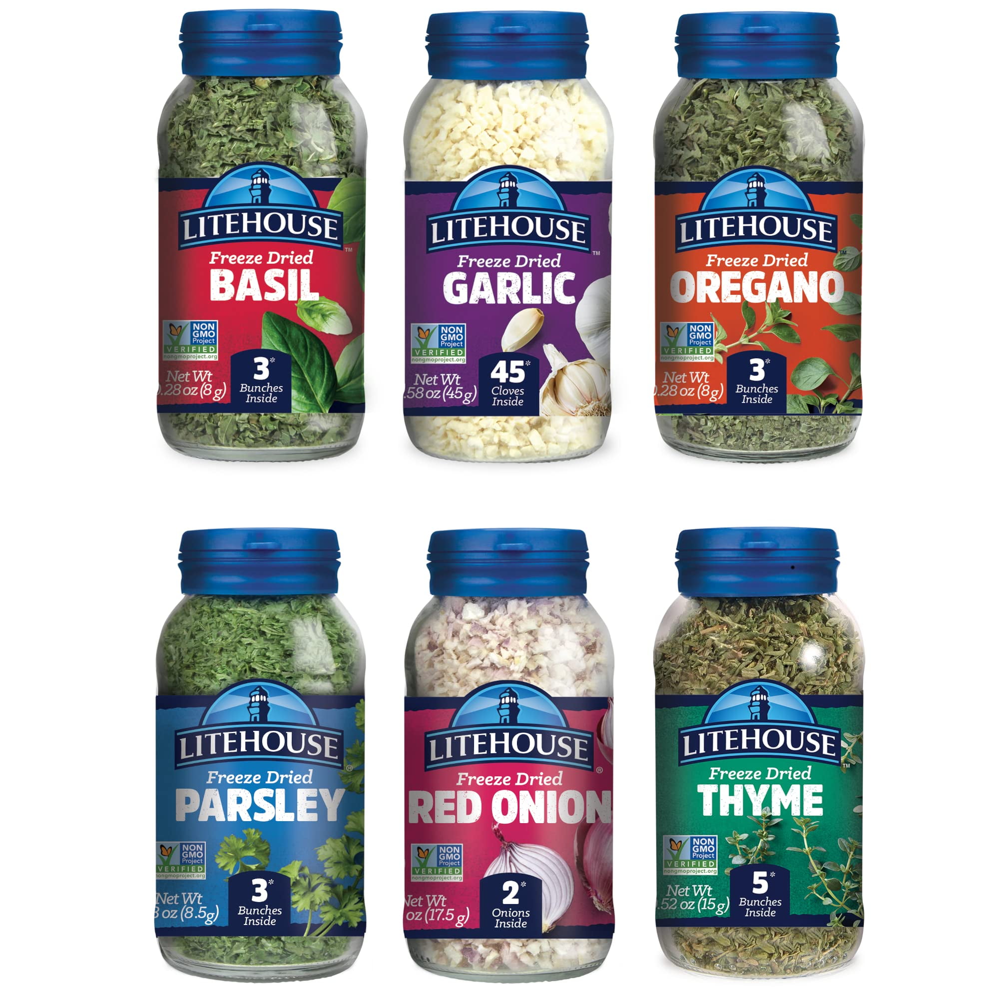 Litehouse FreezeDried Herb Variety Gift Set, (Basil, Garlic, Oregano