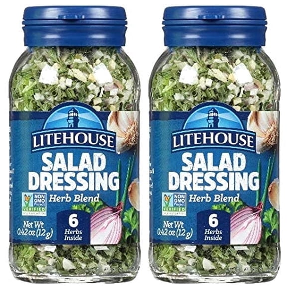 Litehouse Freeze Dried Salad Dressing Herb Blend, Mix of Chives, Garlic, Dill, Parsley, Shallots & Red Onion, Non-GMO, Gluten-Free, Fresh Herb Blend, 0.42 Oz, 2-Pack