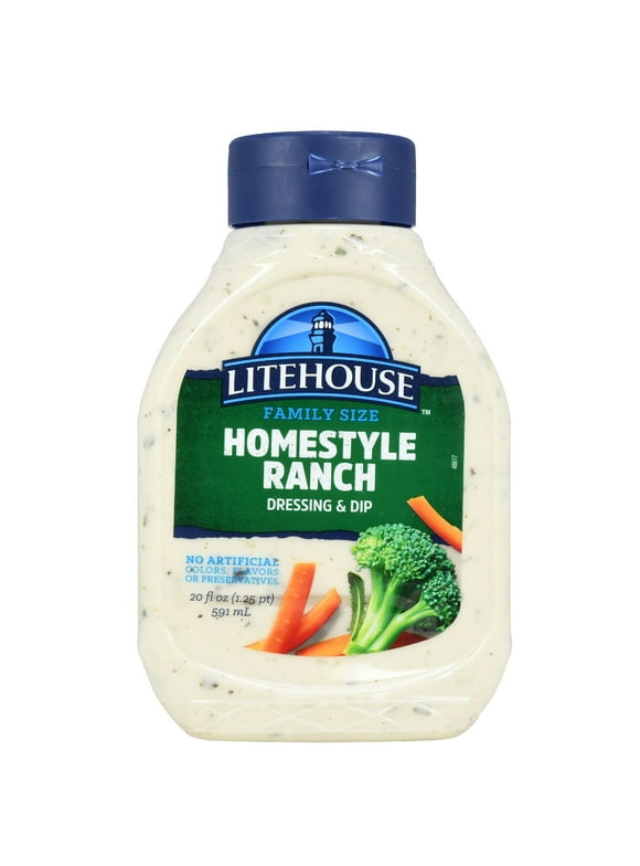 Litehouse Homestyle Ranch Refrigerated Salad Dressing & Dip, 20 Fluid oz Bottle