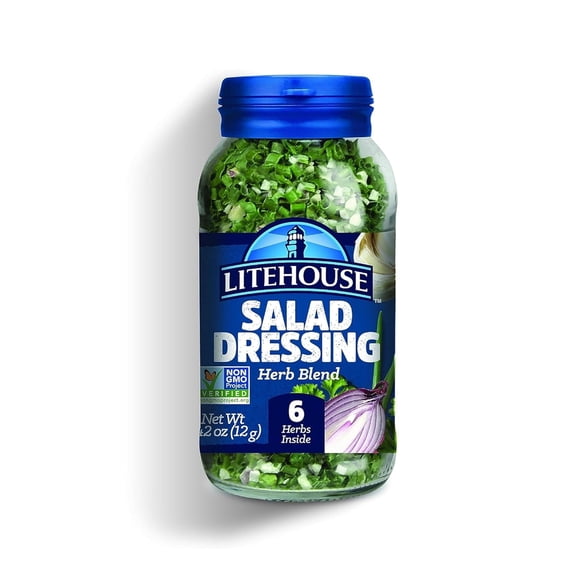 Litehouse Freeze Dried Salad Dressing Herb Blend, Mix of Chives, Garlic, Dill, Parsley, Shallots & Red Onion, Non-GMO, Gluten-Free, Fresh Herb Blend, 0.42 Oz