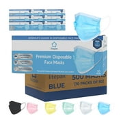 Litepak 500 PCS Premium Disposable Face Mask SOFT 3ply Nose Wire - Blue