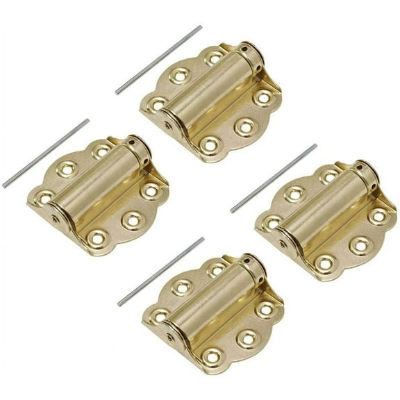 Litepak Adjustable Screen Door Hinge Professional Grade Hardware Self-Closing Easy Install (4 Pack, Polished Brass)