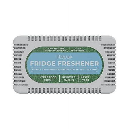 Litepak Fridge Deodorizer & Odor Eliminator - More Powerful Than Baking Soda - Bamboo Activated Charcoal Bags Odor Absorber For Refrigerator or Freezer (1 Pack)