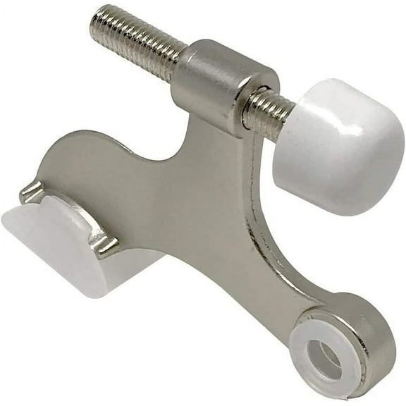 Litepak Hinge Pin Door Stop 2 1/2" x 3 1/4" Heavy Duty Stopper w/Rubber Tip Steel Screw (Satin Nickel, 8 Pack)
