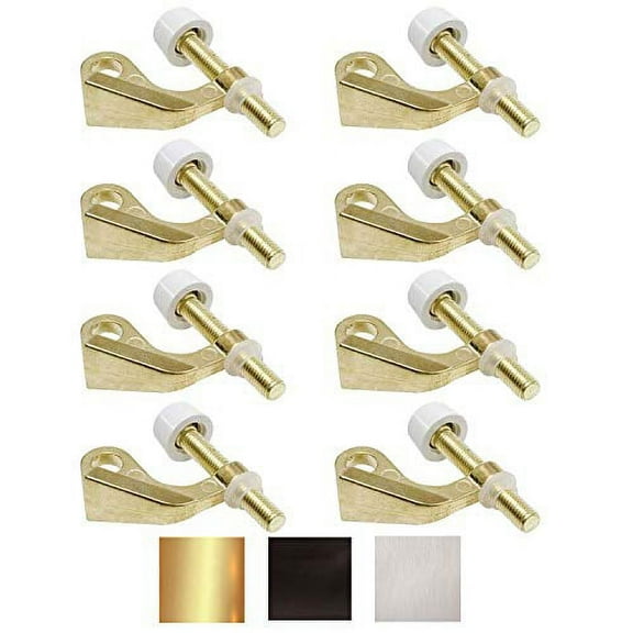 Litepak Hinge Pin Door Stop Heavy Duty Guard Adjustable Door Saver (8 Pack, Polished Brass)